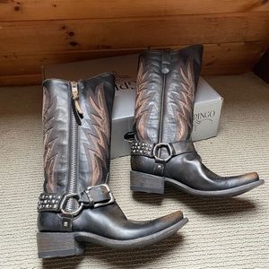 HARD TO FIND!! BRAND NEW OLD GRINGO AILEEN BLACK OLD HORSE HARNESS LEATHER BOOTS